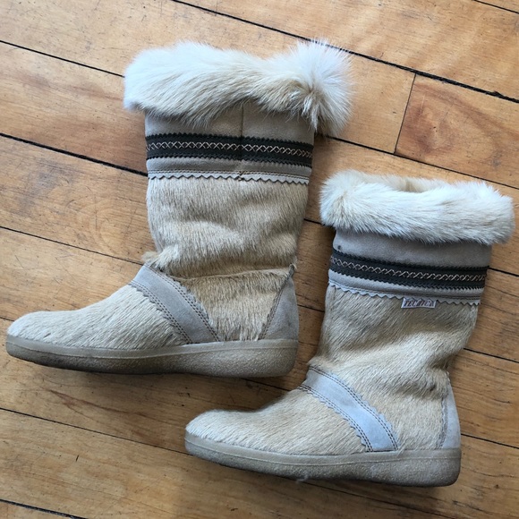 Tecnica Cream Colored Apres Ski Boots Fur / Suede - Picture 2 of 8